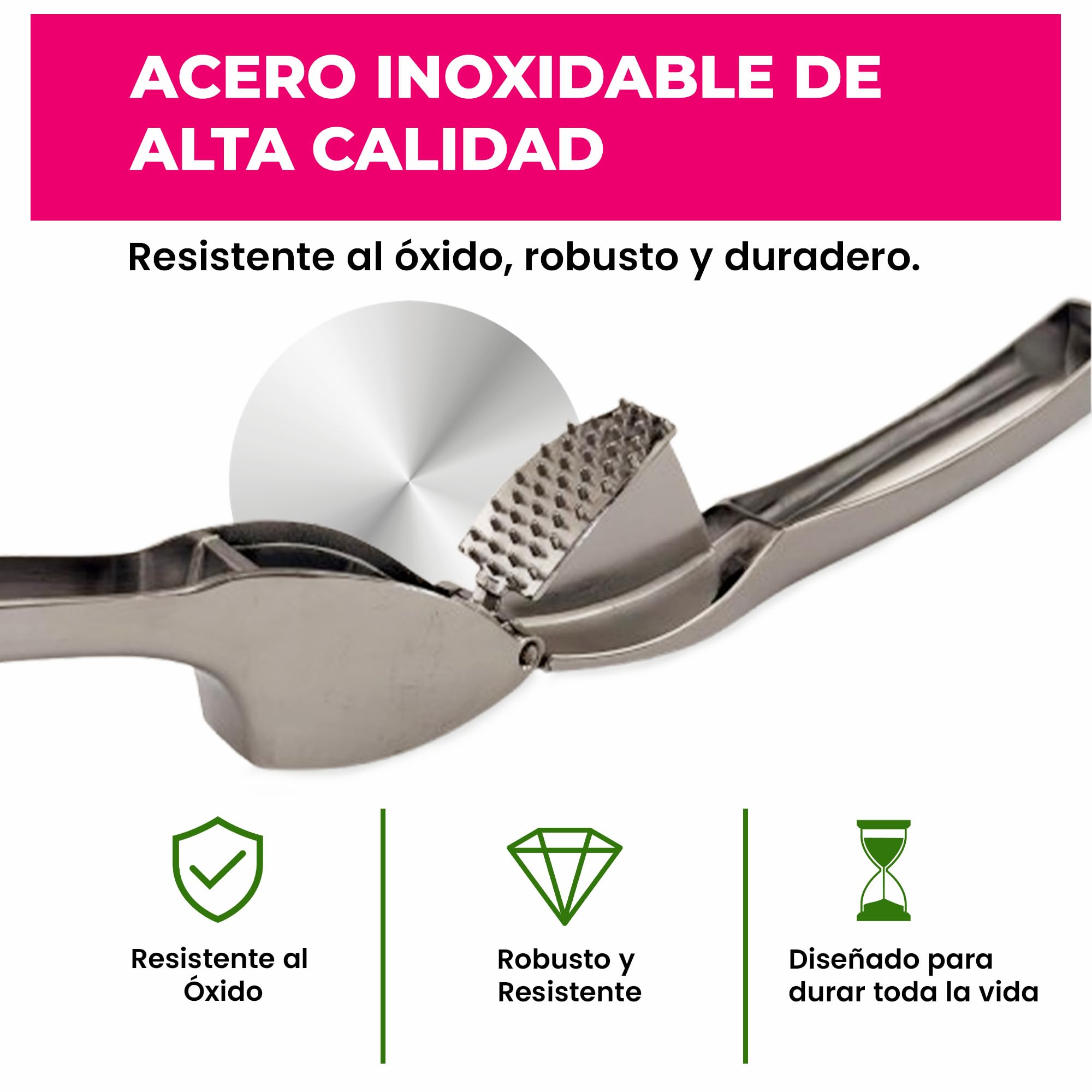 Prensa Ajos Profesional - Machacador de Ajos & Picador de Ajos Manual - Utensilios de Cocina - Garlic Press - Machacador de Patatas - Aplasta Ajos - Prensador de Ajos