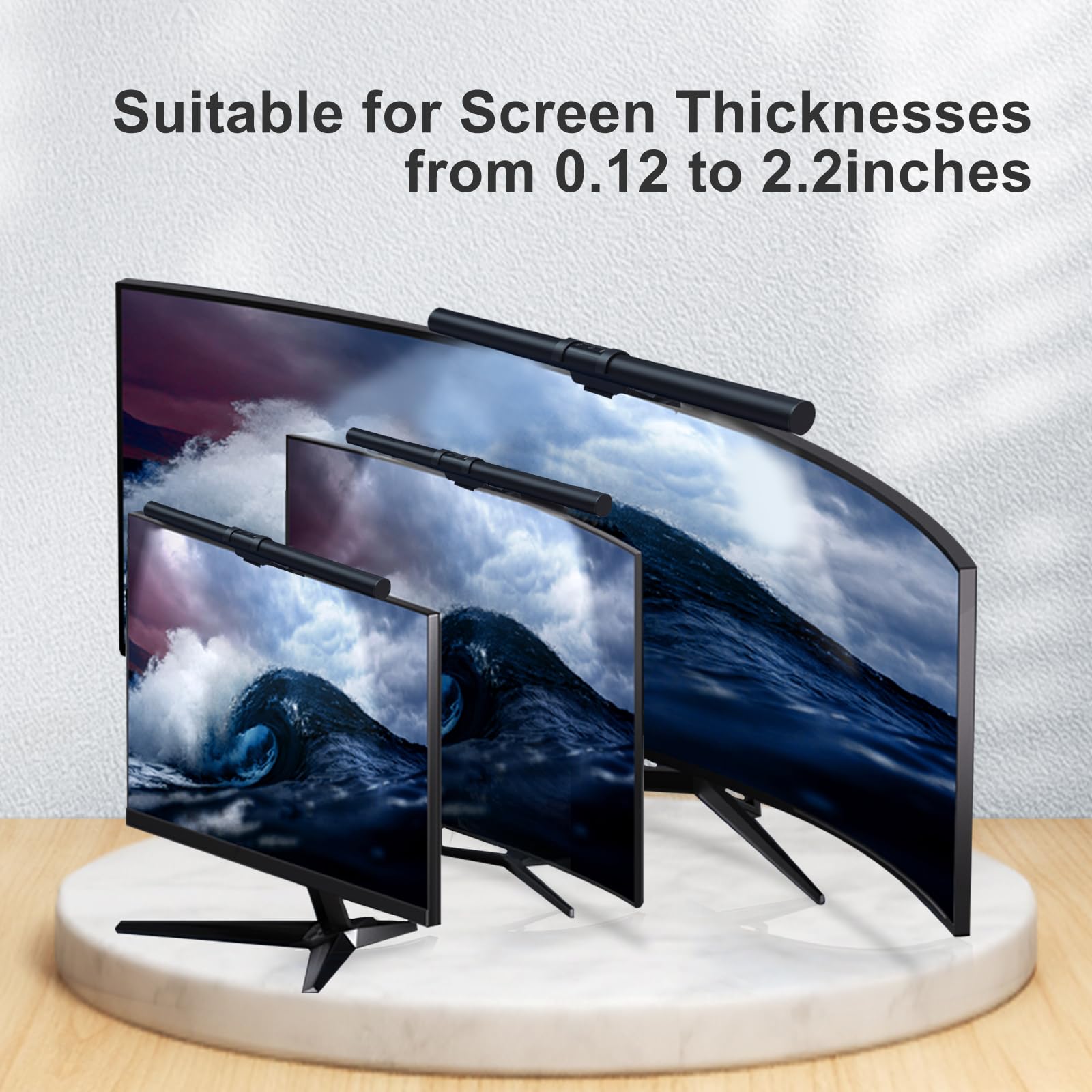 Barra de luz para monitor (negro) – Iluminación ultraancha, sensor de movimiento, brillo/temperatura de color ajustable, lámpara de monitor USB para el cuidado de los ojos, sin reflejos