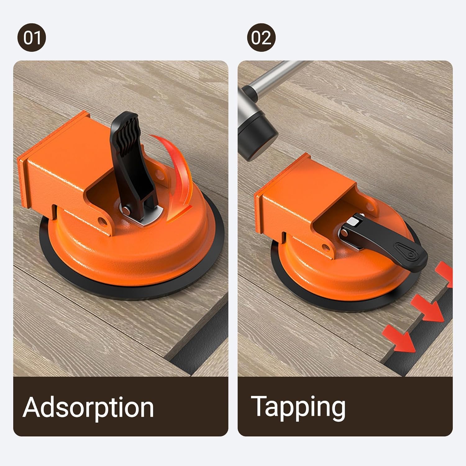 Floor Gap Fixer Tool, 2026 New Heavy Duty Floor Gap Fixer Tool, Enhanced Vacuum Suction Cup, for Laminate, Vinyl, Wood & Tile Flooring (Orange) - 4