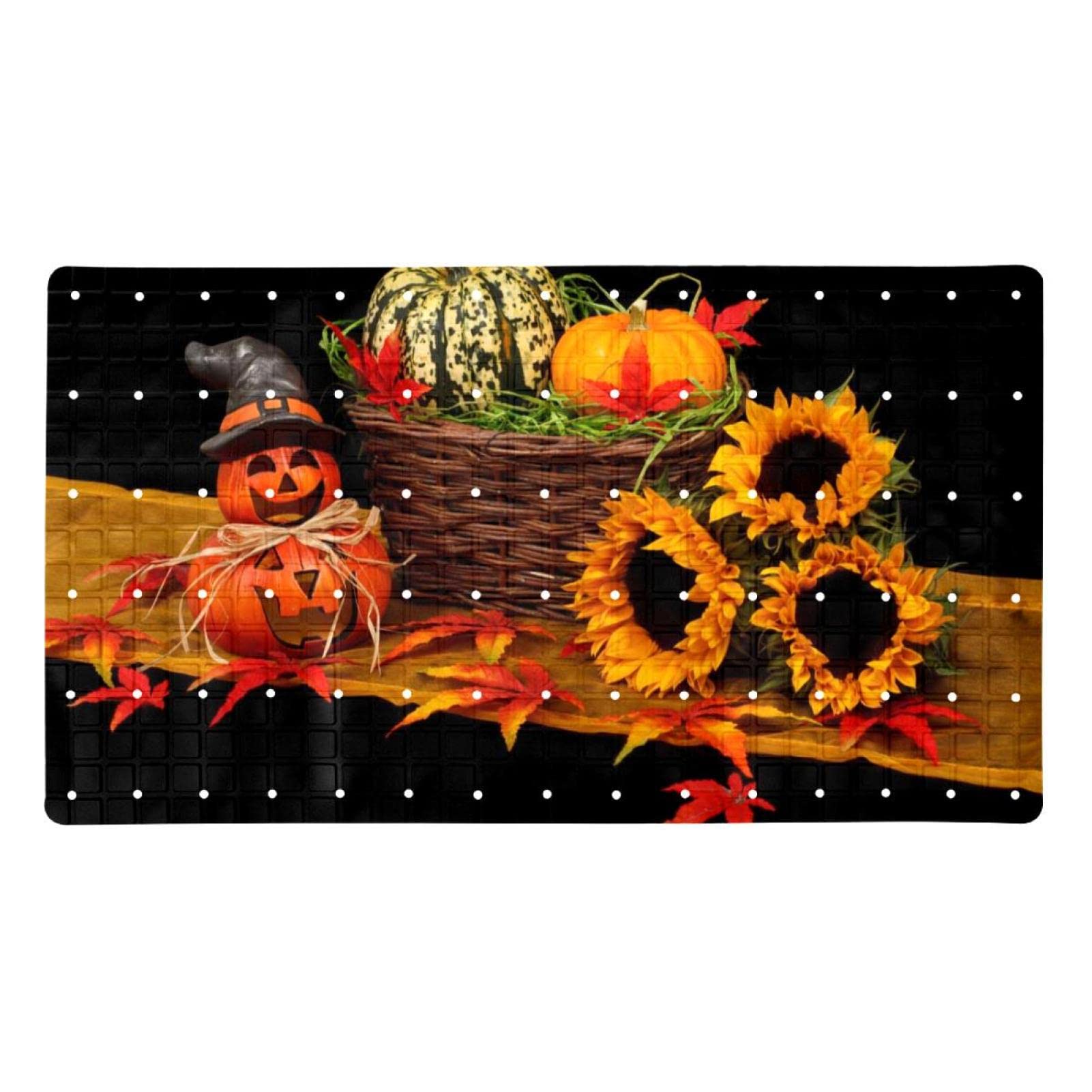 Tapis de bain Halloween citrouille lavable pour une salle de bain festive et sûre