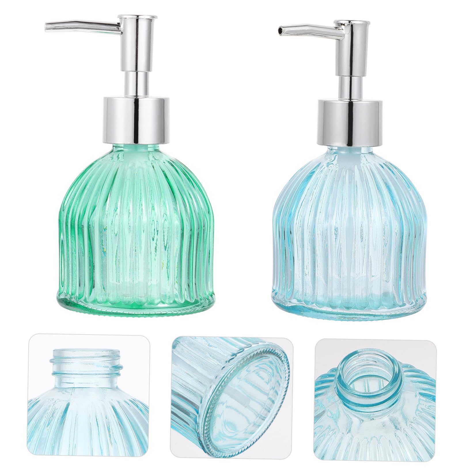 Alipis Nachfüllbare mit Handseifenspender aus Stück 200ml Glas 2 Transparente Stilvollem Design Pumpflaschen zum Einfachen Befüllen für Badezimmer und Küche