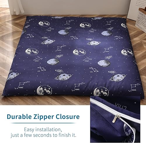 Vista 56 de MAXYOYO Funda de colchón para colchón de futón tradicional japonés, con cremallera, súper suave y lavable a máquina, estrella, tamaño matrimonial