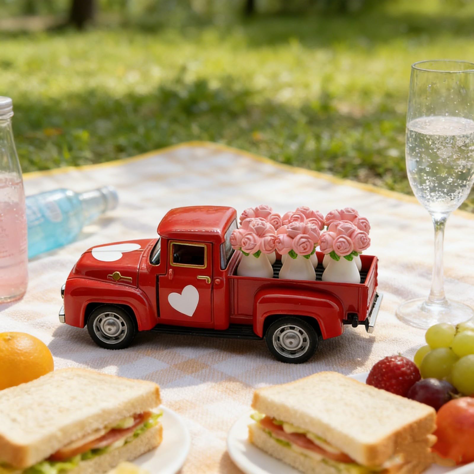 Kaeltsyn Pickup Truck Decor, Rose Auto Accessories Valentine Valentine ' s Day Heart-shaped Rose Car Ornament