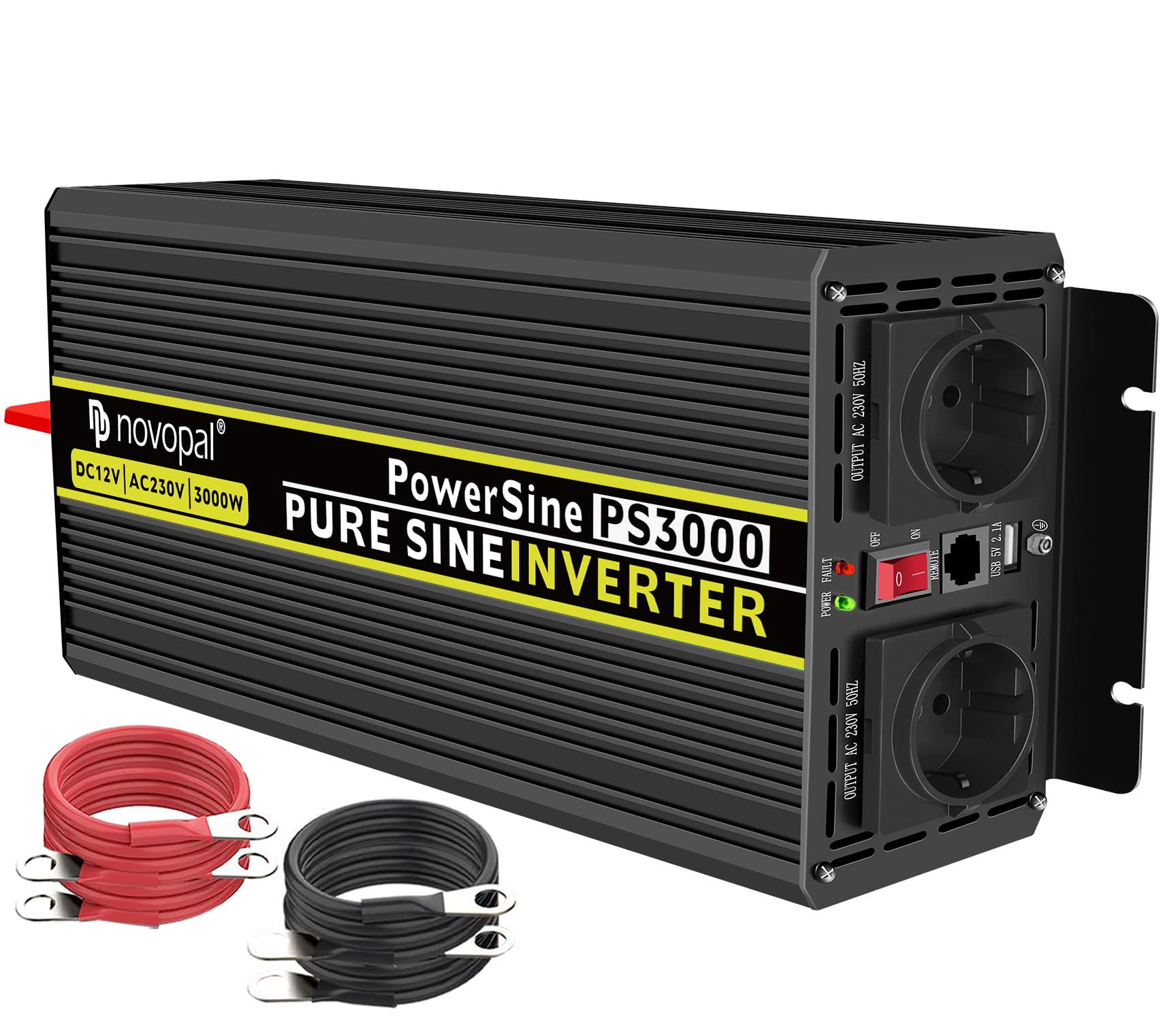 Onduleur Pur Sinus 1500W/3000W Pic - Convertisseur 12V To 220V - 2 Prises EU + USB - Avec Télécommande