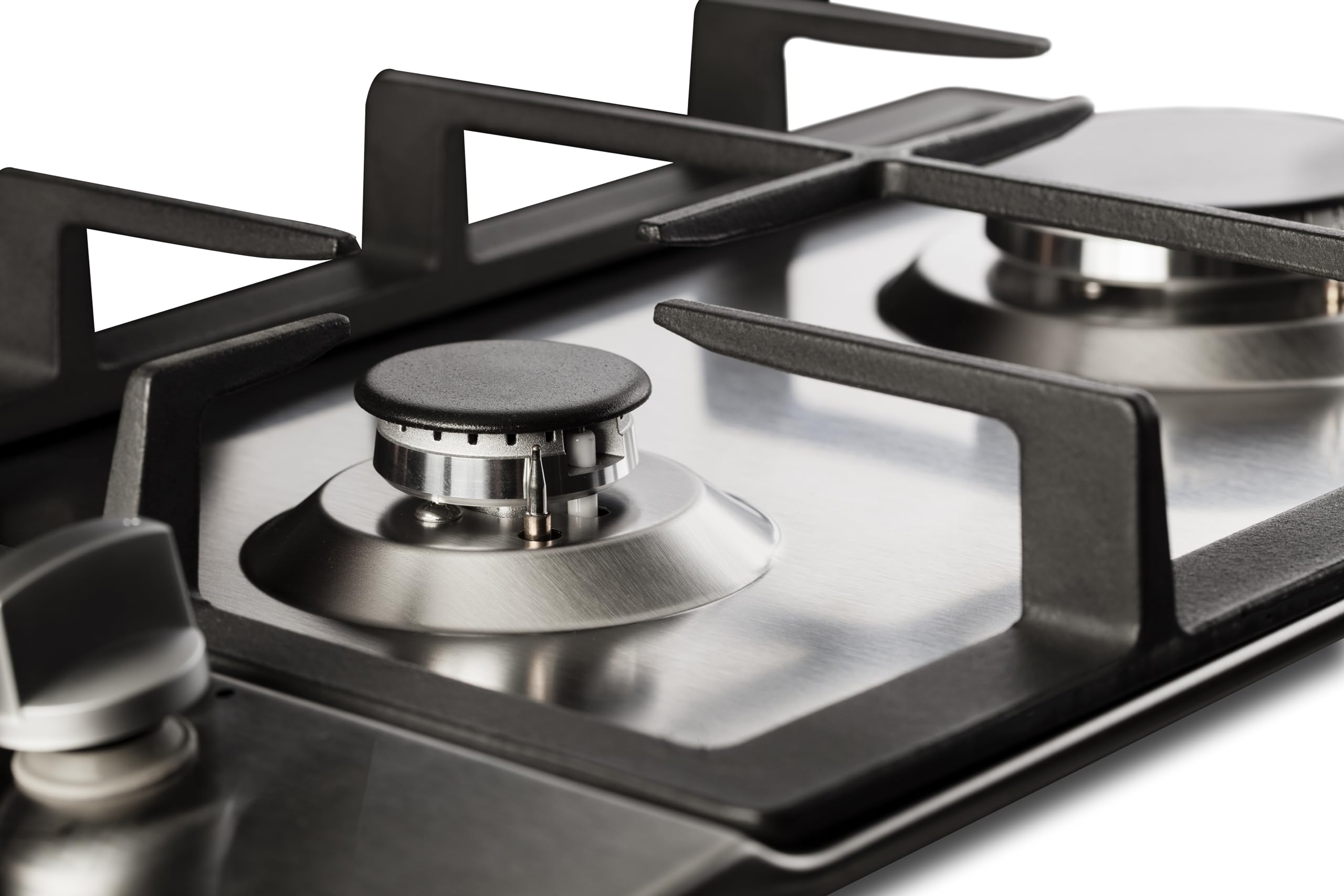 PremierTech Piano Cottura a Gas, 2 Fuochi, 30cm, Domino, Acciaio Inox, Supporto in Ghisa Professionale, predisposto Metano e kit ugelli GPL inclusi, da Incasso, PC2G30