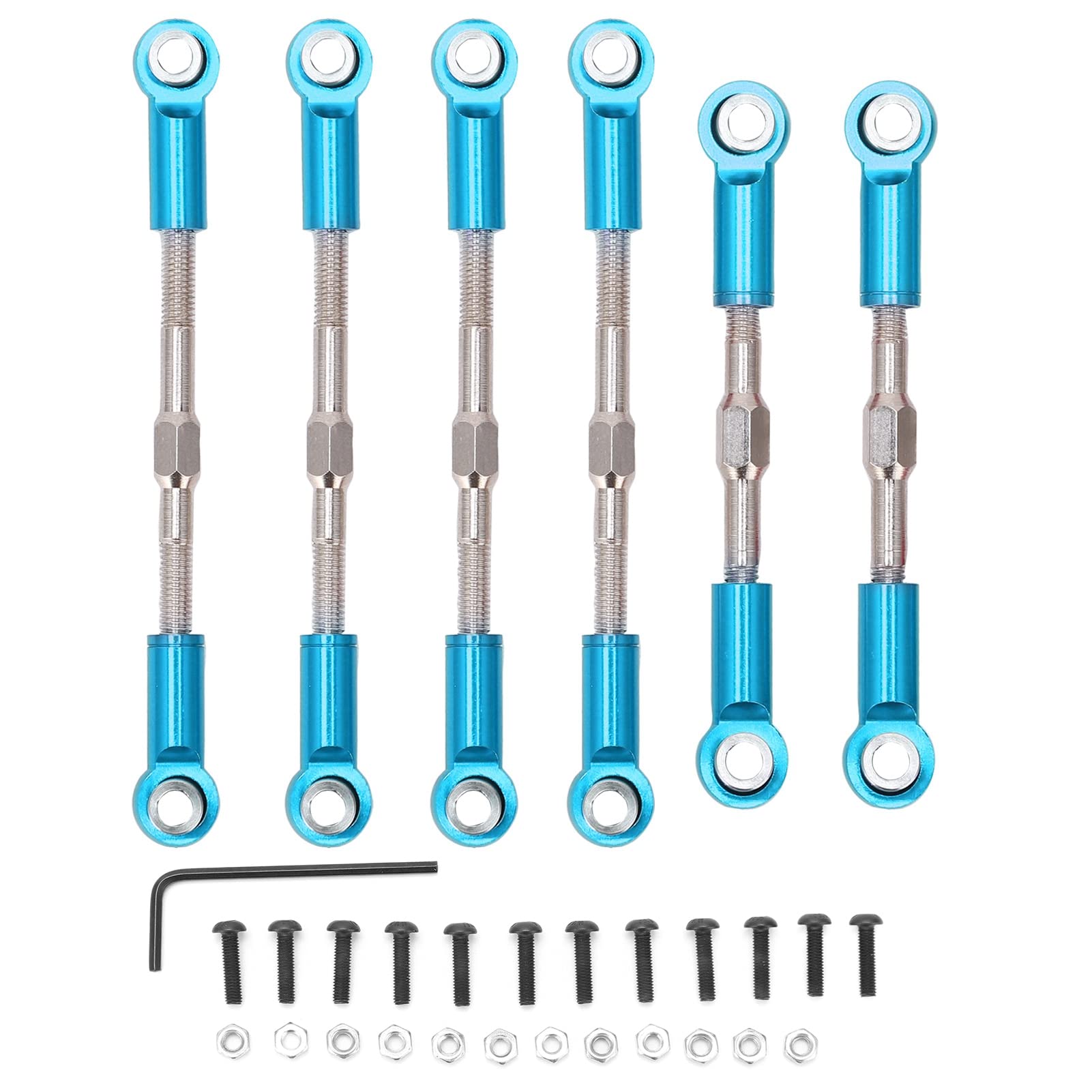lvifloae RC Metal Pull Rod Steering Servo Link Linkages Tie Rod Upgrade Set for WLtoys 144001 124018 124019 1/14 RC Car (Blue)