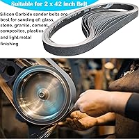 Vista 7 de Juego de 12 correas de lijado de carburo de silicio de 2 x 42 pulgadas, 400, 600, 800, 1000 granos, papel de lija de alto rendimiento para afilar