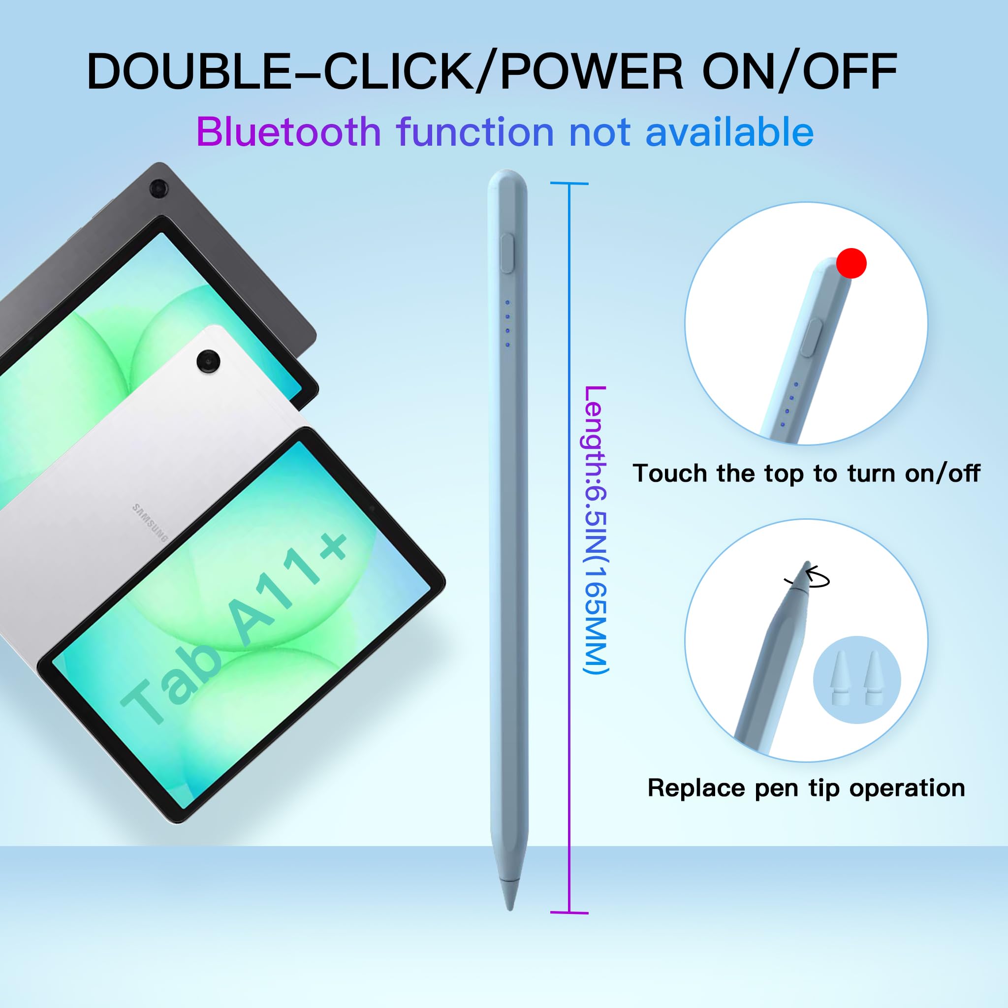 Penna Stylus Tab A11+ per Samsung Galaxy Tab A11/A9/A9+Plus Tablet Android Ricarica Rapida, Precisa S Pencil per Touchscreen Stylus (Blu)