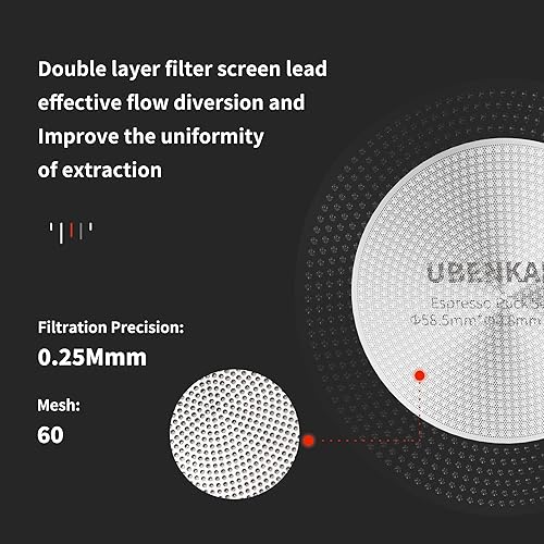 Miniatura 3 de Filtro de café reutilizable con pantalla de disco de 2.106 in de grosor de acero inoxidable de 0.035 in para cesta portafiltro de 2.106 in UBENKAKU