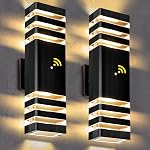 Square Up & Down Wall Lights 2 Pack, Outdoor Wall Lights Exterior Light Fixtures Wall Mount, Up Down Porch Lights Outdoor for House Garage