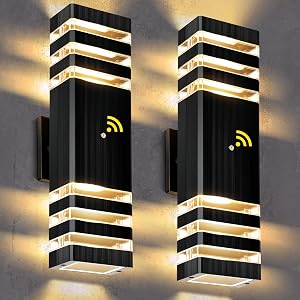 Square Up & Down Wall Lights 2 Pack, Outdoor Wall Lights Exterior Light Fixtures Wall Mount, Up Down Porch Lights Outdoor for House Garage