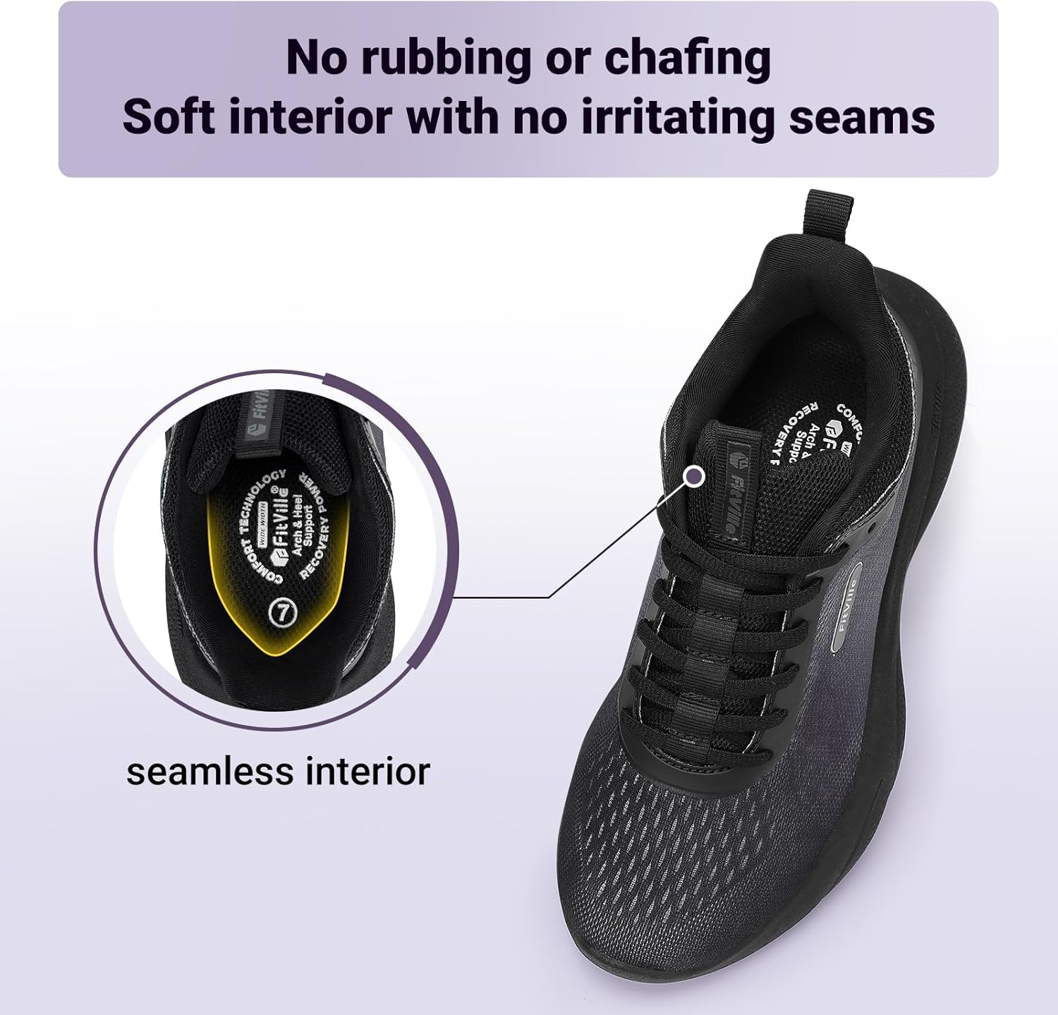 FitVille Extra Wide Shoes for Women, Hands Free Slip On Sneakers Lightweight Wide Walking Shoes Arch Support Comfortable Orthopedic Shoe for Standing All Day - ZephyrLite V4 - Image 6