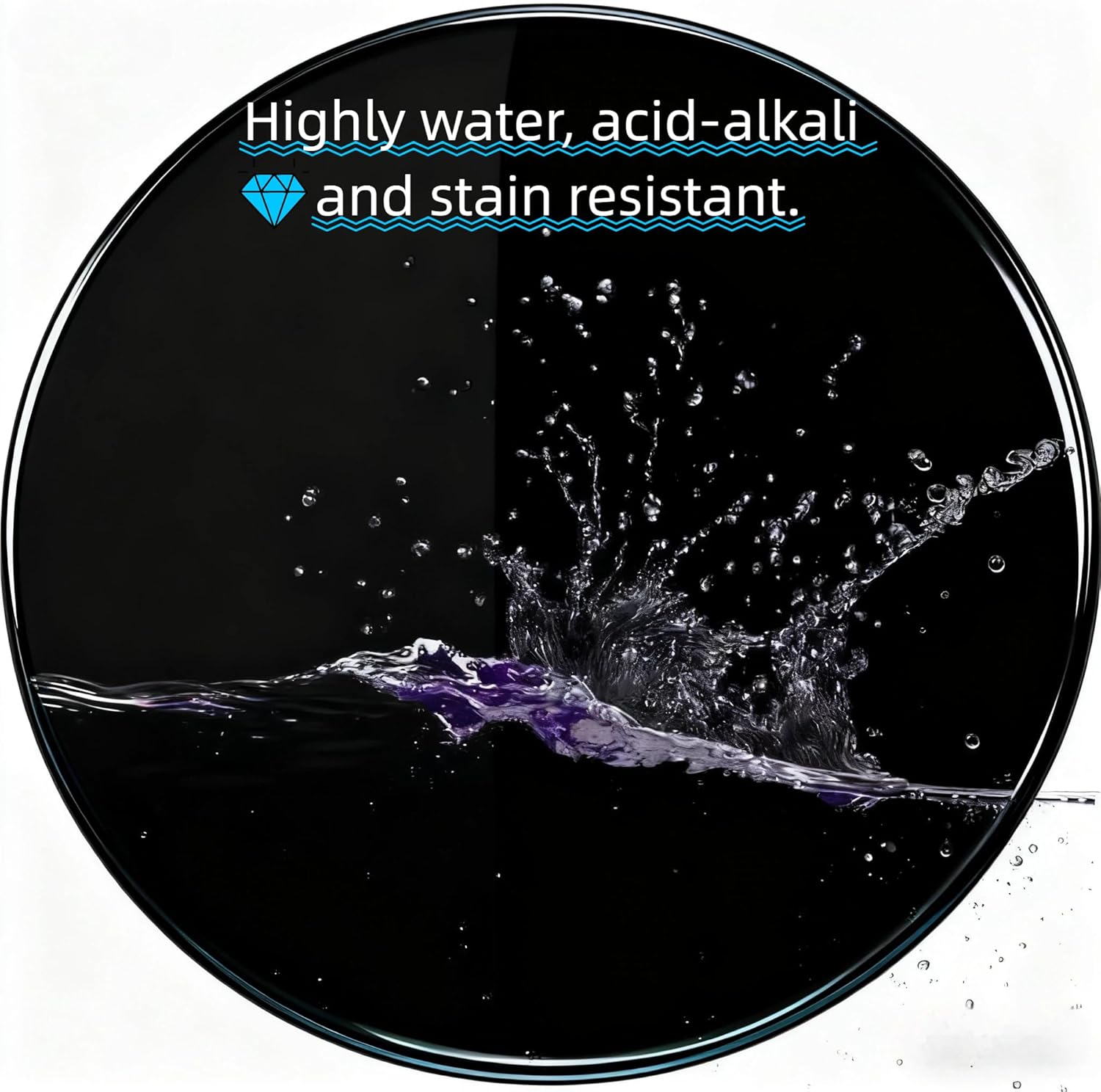 24 inch Round Glass Table Top - Black Tempered Glass Surface Protector - Safe 1/4" Thick Round Edge - Useful for Replacement,Dining Table, Patio, Coffee and End Table,Indoor & Outdoor
