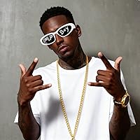 Vista 3 de Accesorios de disfraz de lentes de rapero, lentes de sol blancos, disfraz de hip hop de los años 2000, 90, 80, para hombres y mujeres, Halloween