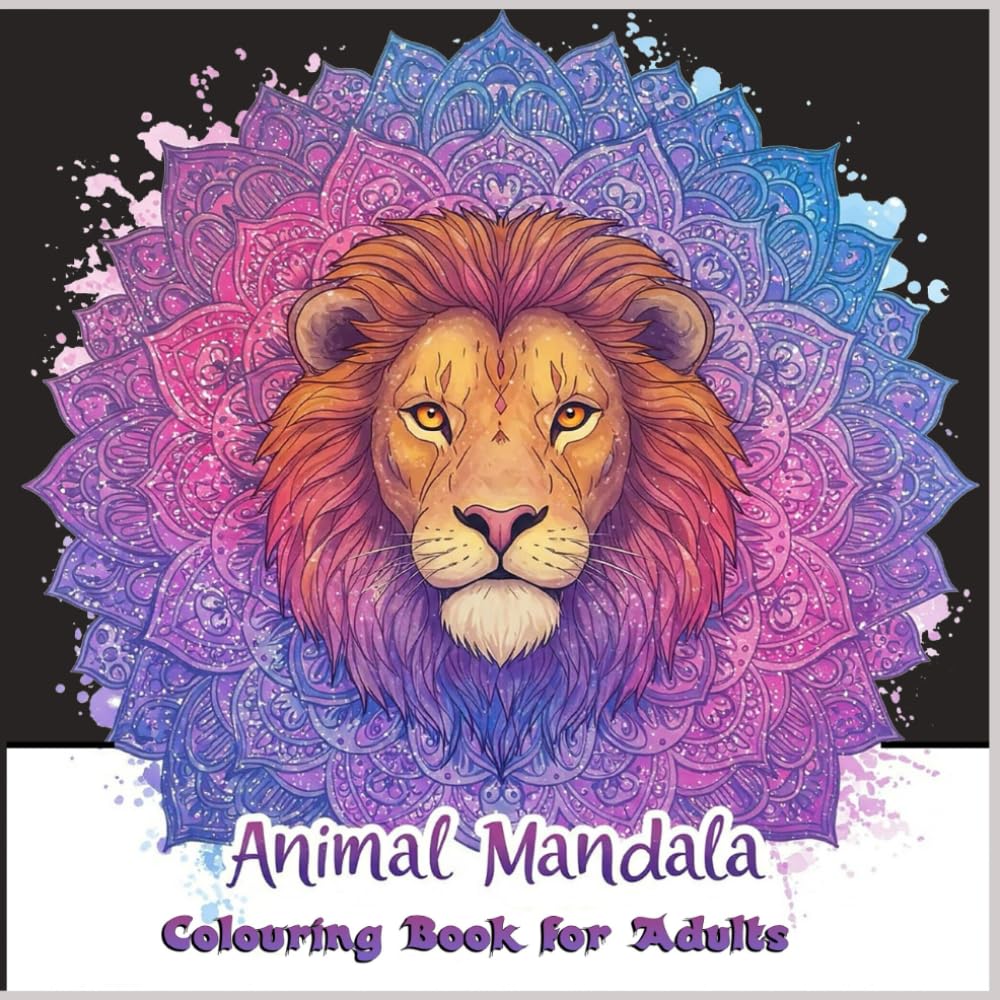 Adult Colouring Book, 45 Relaxing and Stress Relieving Mandala Animal Designs