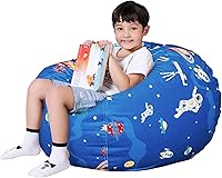 Vista 154 de Lukeight - Puf de almacenamiento de animales de peluche para niños, funda para puf de dinosaurio con cremallera para organizar la habitación