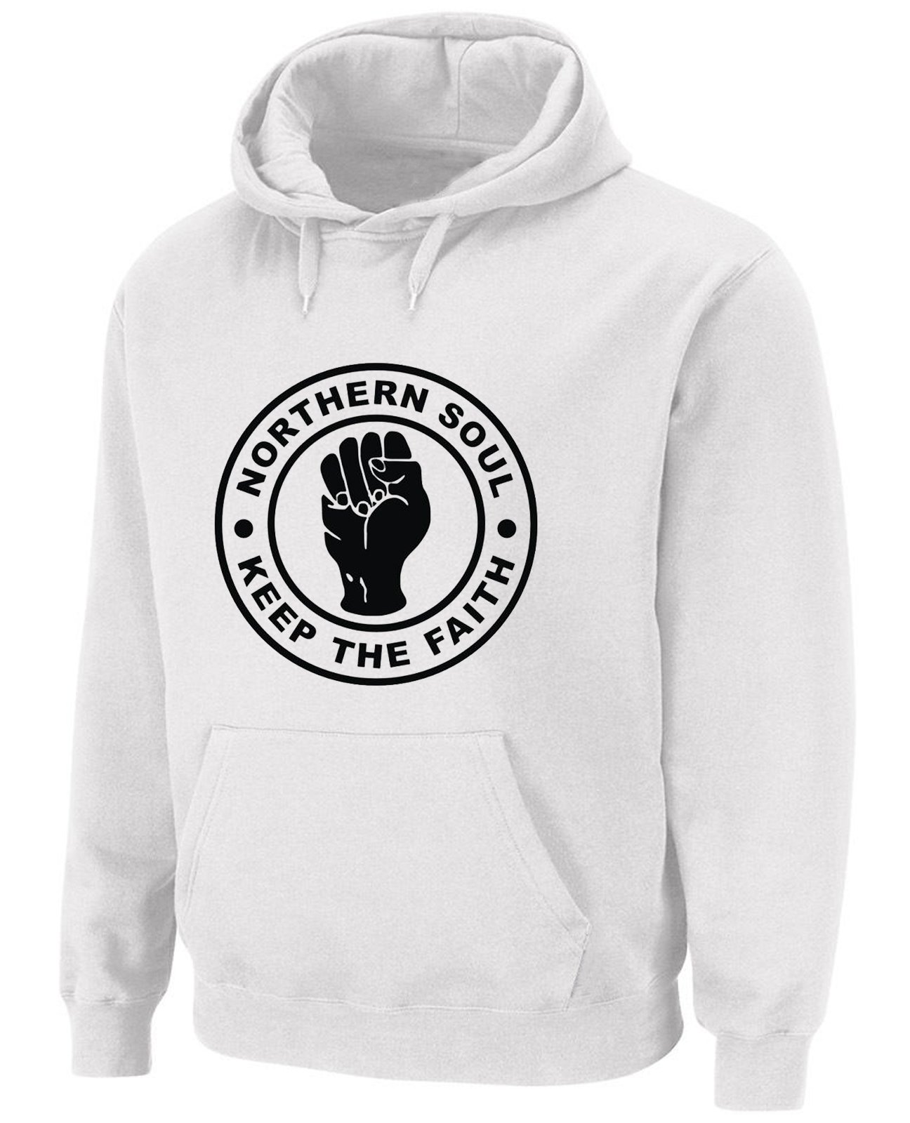Tribal T-Shirts Mens Northern Soul Keep the Faith Hoody (XL, white)
