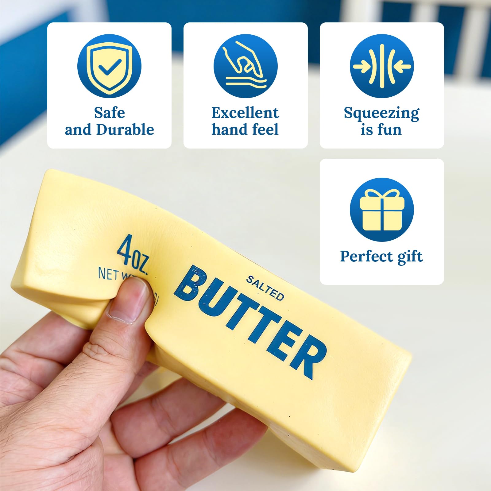 Squeezed Butter Toy, 2PC Butter Stick Squishy Stress Toy, Upgrade Stress Relief SquishyFidgetToys, Soft Squishy Stress Relief & Rebounding Sensory FidgetToy for Adults - 2