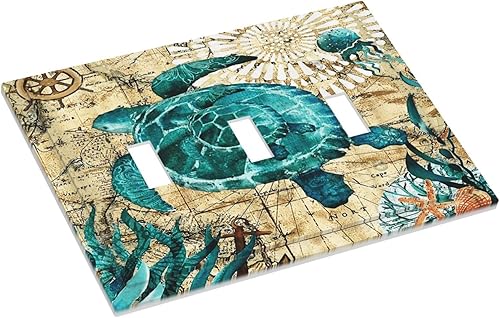 Vista 1058 de Placa de pared con interruptor de luz de doble interruptor de pared para niños, diseño de dinosaurio, galaxia, espacio exterior, planeta, nebulosa