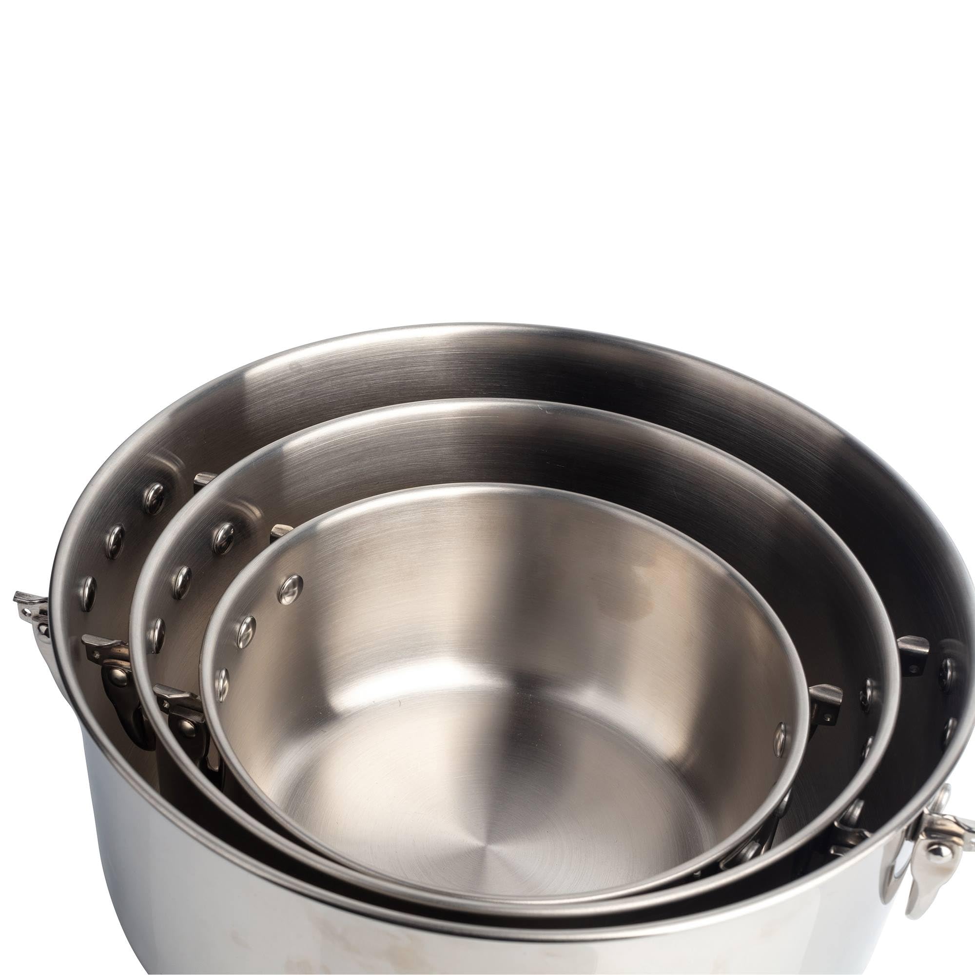 MasterPRO Foodies - Batterie de cuisine - 4 pièces avec des casseroles de 4, 20 et 24 cm et un couvercle en verre - fabriqué en acier inoxydable - compatible avec toutes sortes de cuisines