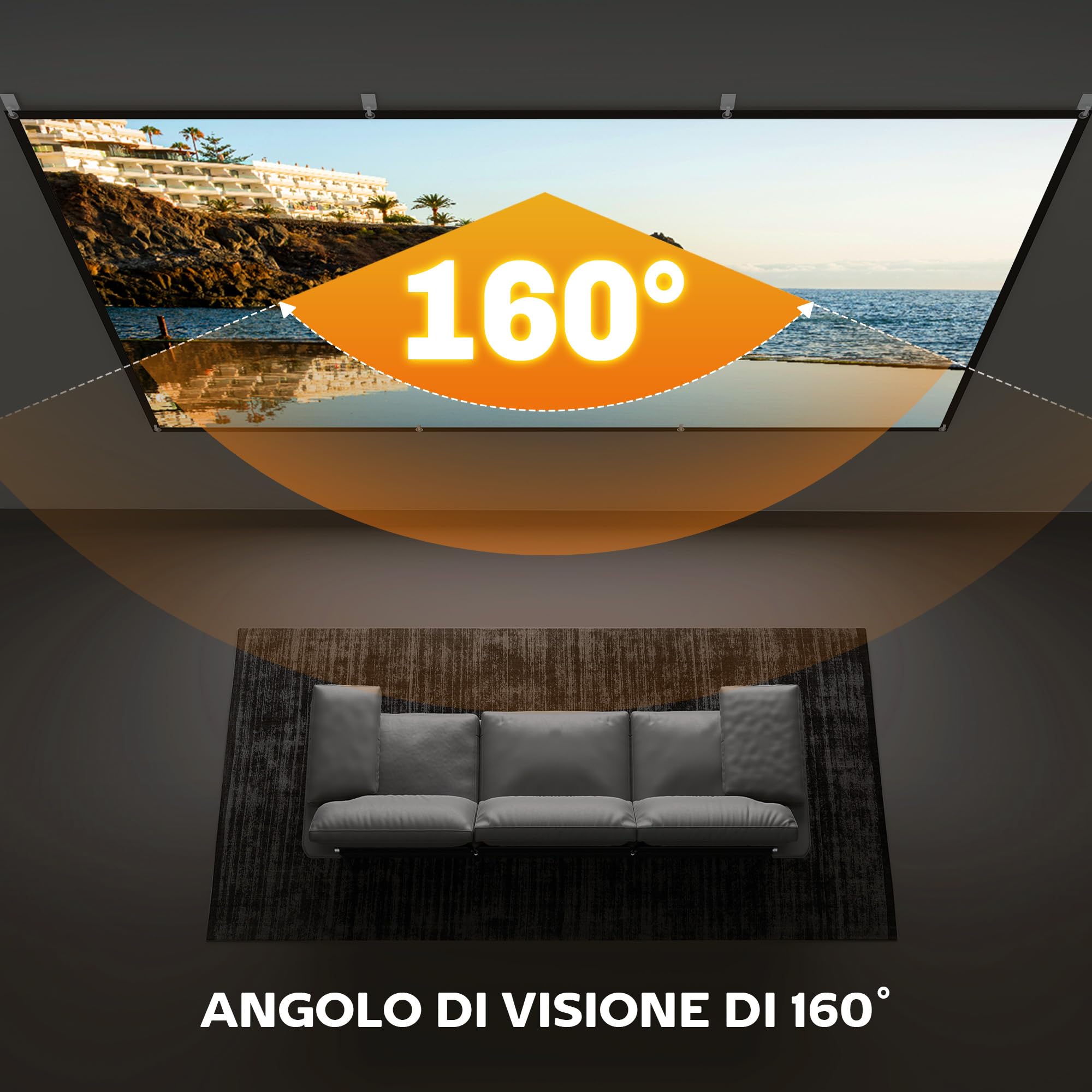 HOMCOM Pantalla de Proyector Manual 120 Pulgadas Formato 16:9 Blanco | Pantalla de Proyección, HD 4K/8K, Tela Lavable, para Interior y Exterior, Eventos Deportivos, Cine en Casa, Oficina, Patio