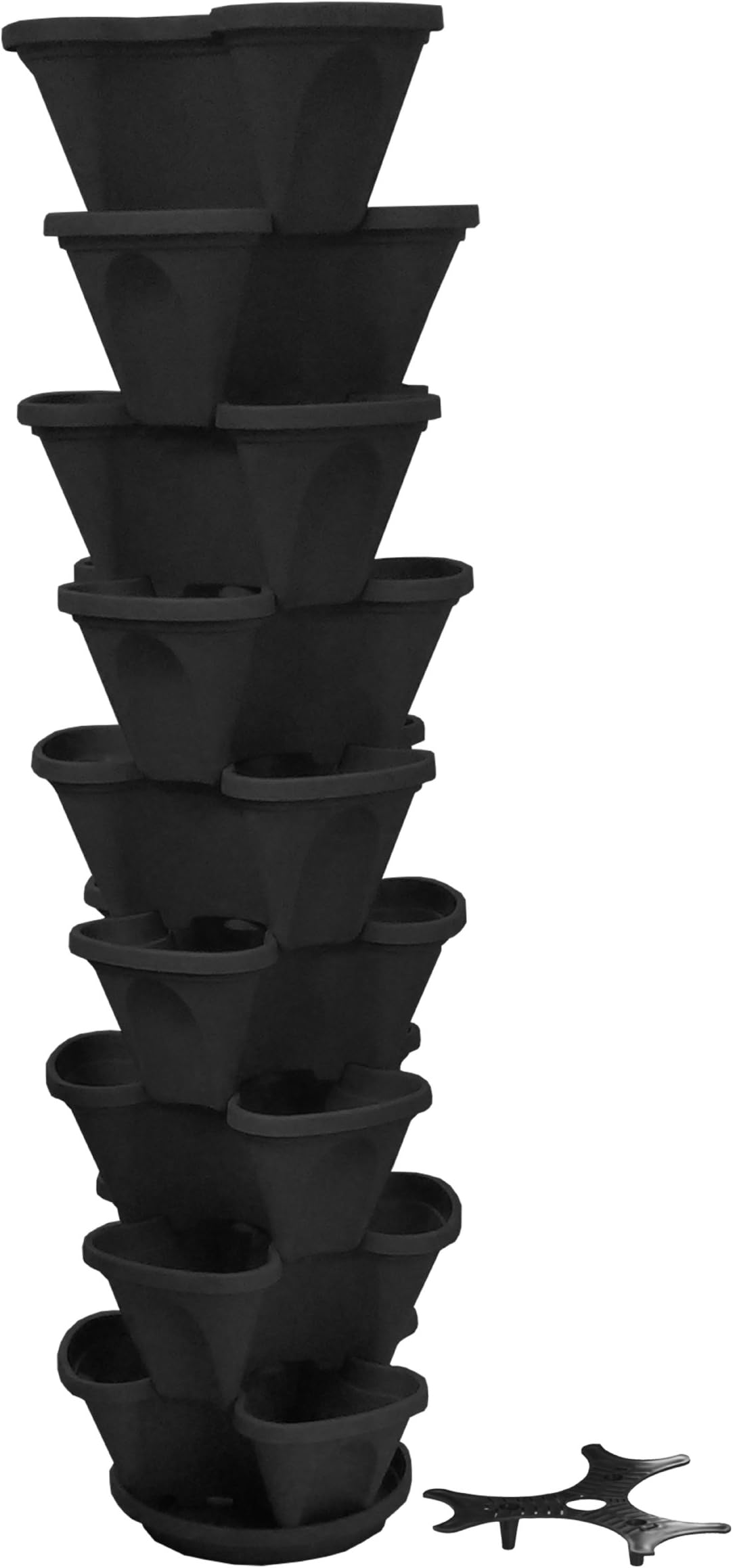 Nancy Janes Stacking Planter, 12-Inch, Black, 9-Pack