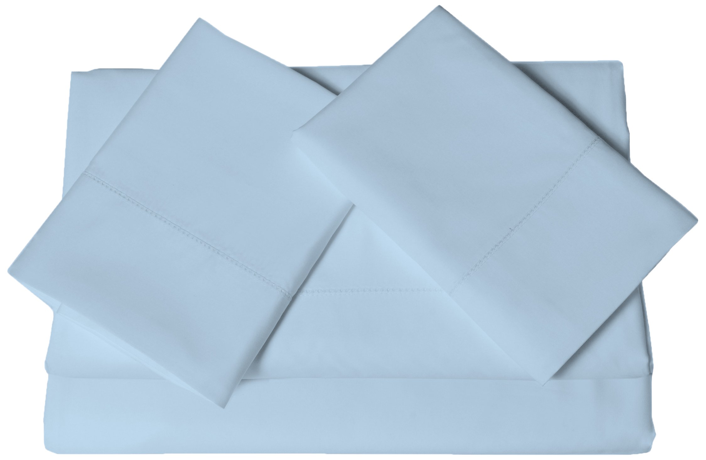 Tribeca LivingEgyptian Cotton 800 Thread Count Hemstitched Extra Deep Pocket, King Sheet Set, Blue