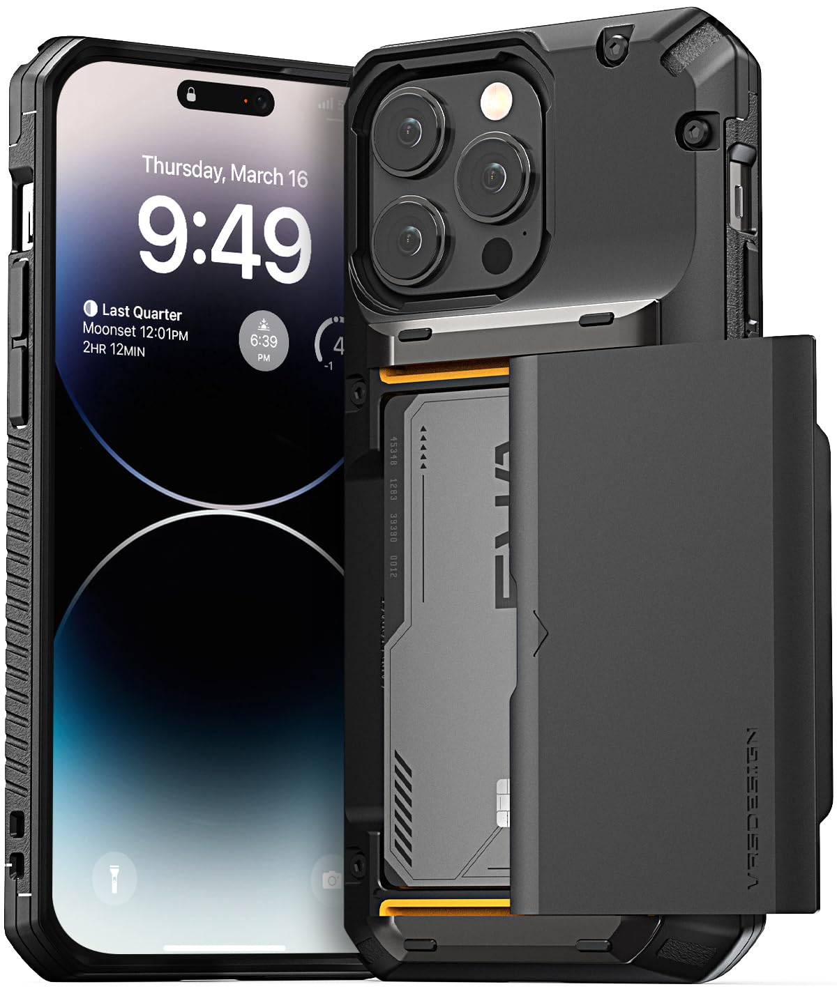 VRS DESIGN Damda Glide Pro Phone Case for iPhone 14 Pro Max Sturdy Semi Auto Wallet 4 Cards