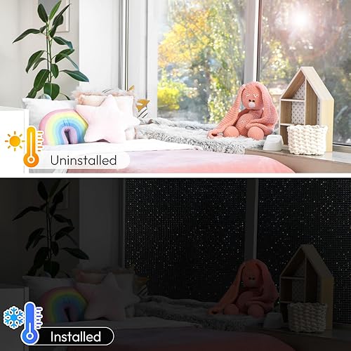 Miniatura 13 de rabbitgoo Película de privacidad para ventana, película decorativa de mosaico de arco iris, tinte de adherencia estática extraíble, cubierta