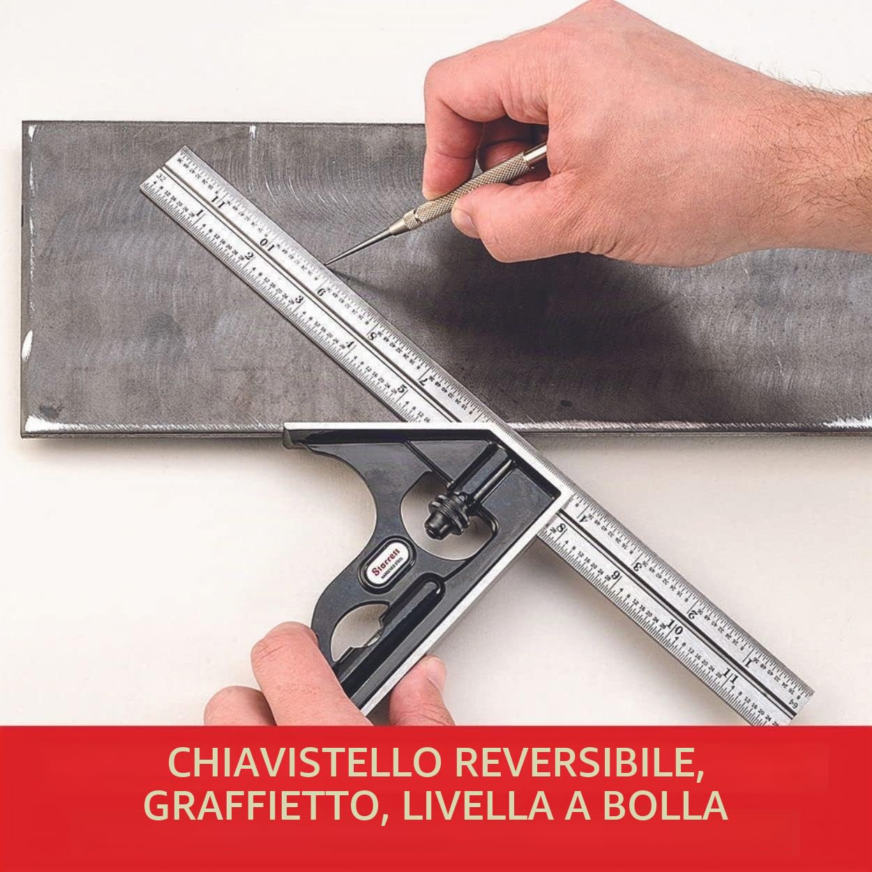 Starrett Squadra combinata con elemento angolare, sistema metrico, 300 mm - 11MH-300