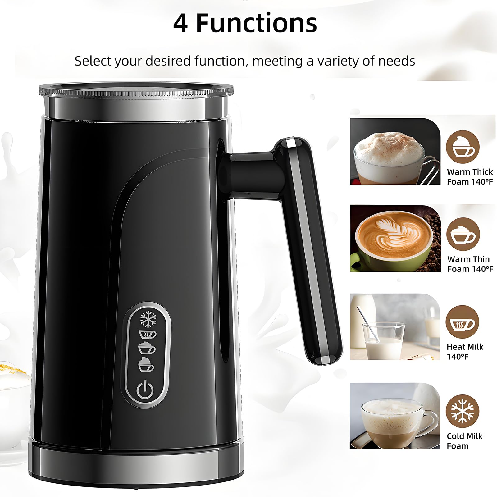El Ritmo De Leche Eléctrica, El Frito De Leche 4 En 1 Y El Vapor con Batidora, Fabricante Automático De Espuma Caliente/fría Y Calentador De Leche para Café con Leche, Cappuccinos, Macchiato, Leche
