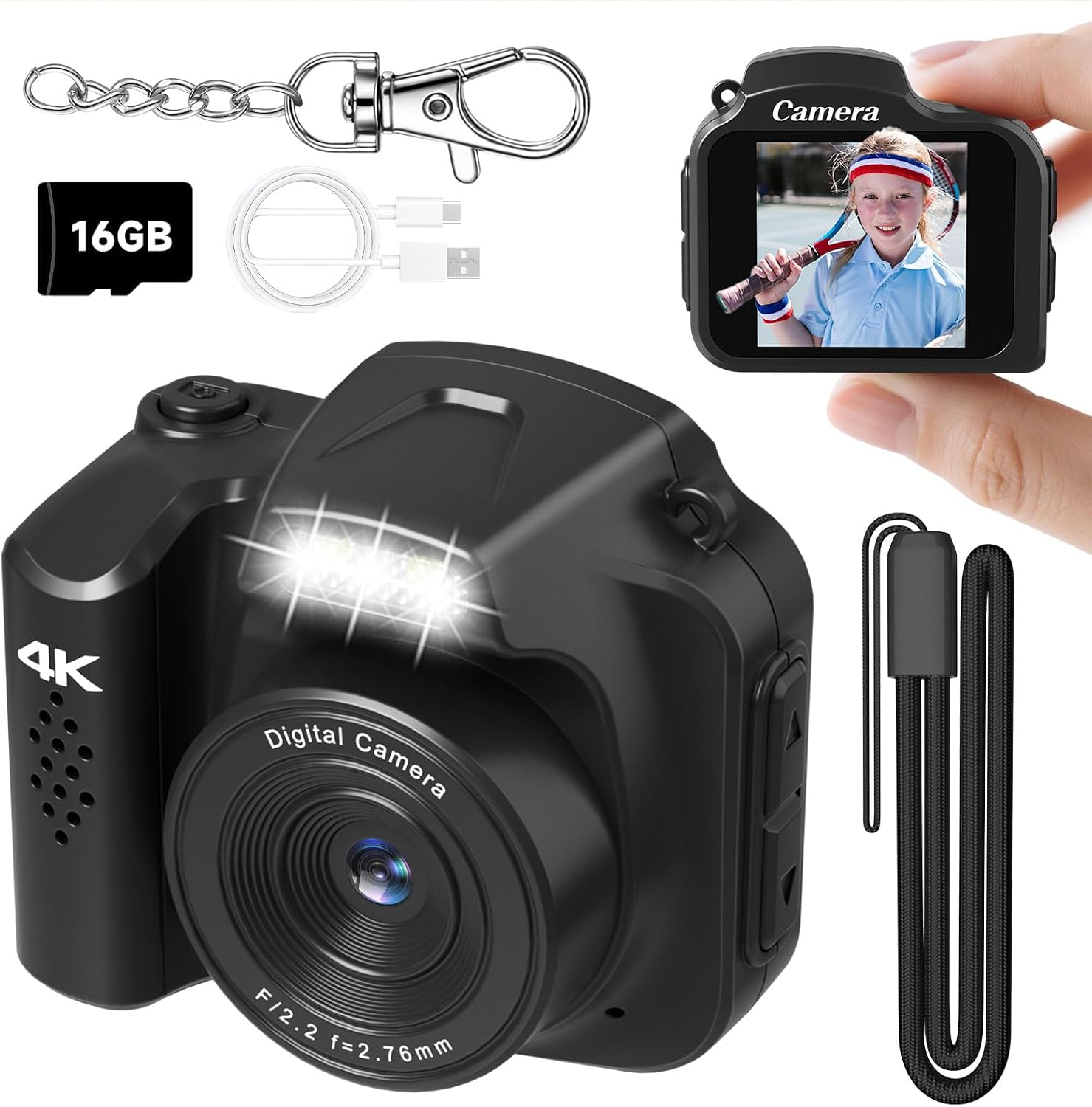 Mini Keychain Camera 4K 64MP Vintage Digital, Pocket Retro Nostalgia Camera