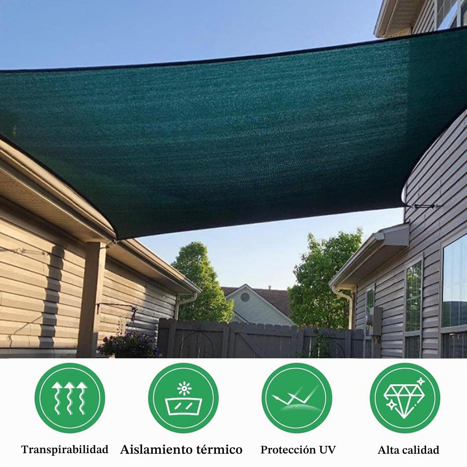 Red de Sombra Exterior HDPE Protección UV 5x6m Verde Toldo Vela de Protección Solar Malla Sombra - Malla bloqueadora de luz y Aislante del Calor para Invernadero/Jardín/Patio Césped