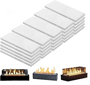 25 Pcs Ceramic Wool Wick for Tabletop Fire Pit – Fireplace Fuel Core to Extend Burn Time, Compatible with Bioethanol, Fits ROZATO, EDELFELD, Roundfire, Colsen & Flammtal (Size: 4.7"x2"x0.2")