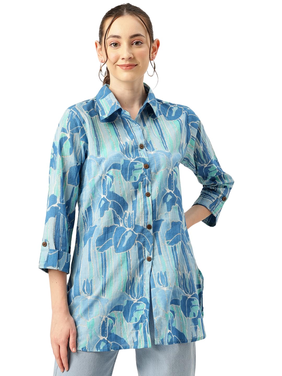 Versatile Collared top with 3/4 Sleeves for Women – Elegant & Casual (S-3XL)