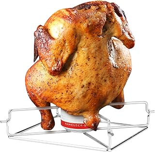 SHIKORI Beer Can Chicken Holder for Grill Oven Smoker Sturdy,Stainless Steel Folding Beer Butt Chicken Holder for Whole Chicken Roaster, Chicken Rack for Tender and Juicy Chicken Turkey (1 PCS)