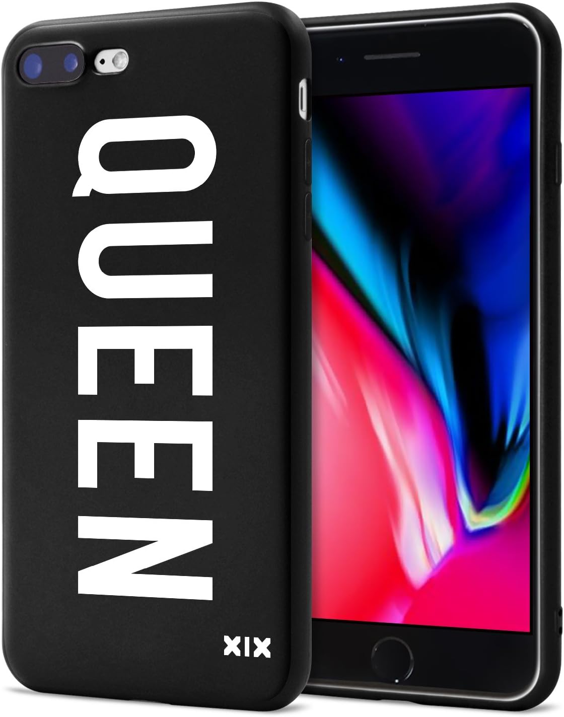 iPhone 7 Plus Case Queen Slim Fit Black Shockproof Bumper Cheap Cell Phone Accessories Queen & King Design Thin Soft TPU Protective Cover for Women Apple iPhone 8 Plus Cases Luxury for Girls