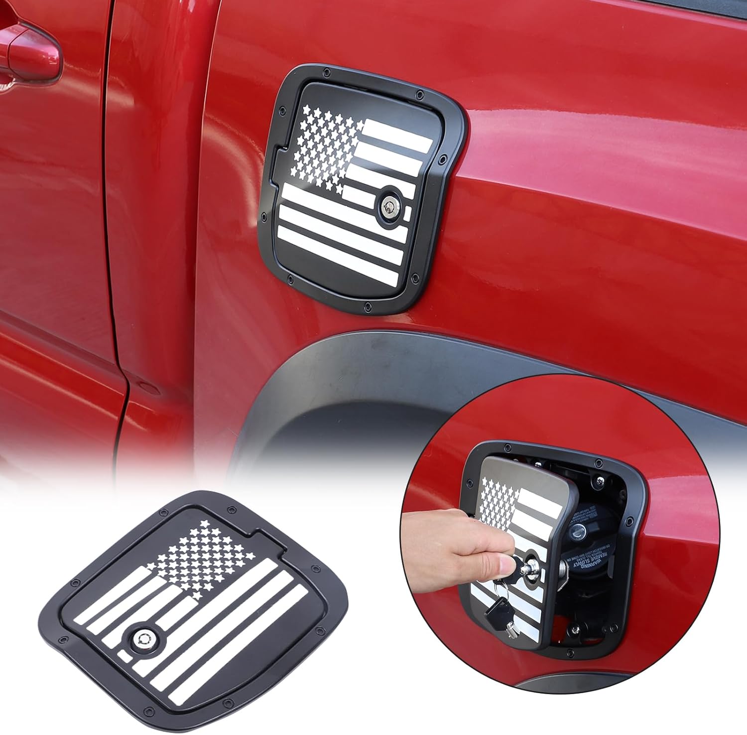 Fuel Tank Cap Replacement Anti-theft Lock Cap Compatible with Toyot@ Tacoma 2016-2022 Car Fuel Tank Gas Filling Cap Decoration, Gas Tank Door Cap with Lock accessories (style G)