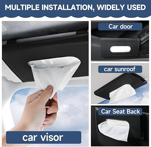 Miniatura 2 de BIPROS Portapañuelos para coche con pañuelos faciales de loción ultra suave - Montura delgada para visera para cochescamionesSUVs, organizador de