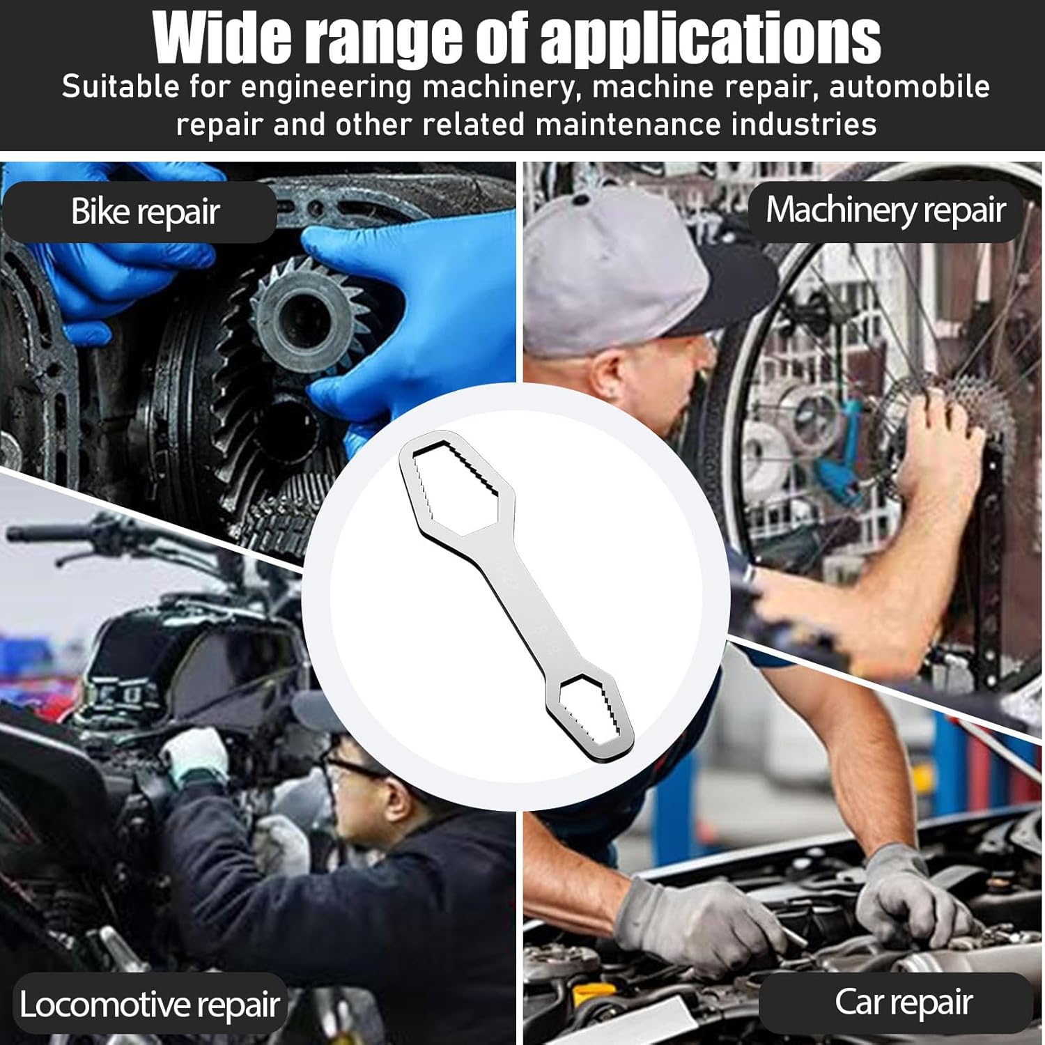 2Pcs Universal Wrench, Multi-functional Double Ended Spanner, Adjustable Tool for Home, Plumbing, and Car Repair Silver