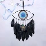 Evil Eye Dream Catchers, Black Dream Catchers for Bedroom Perfect Handmade Hanging Ornament Wall Decor Excellent Evil Eyes Craft Gift