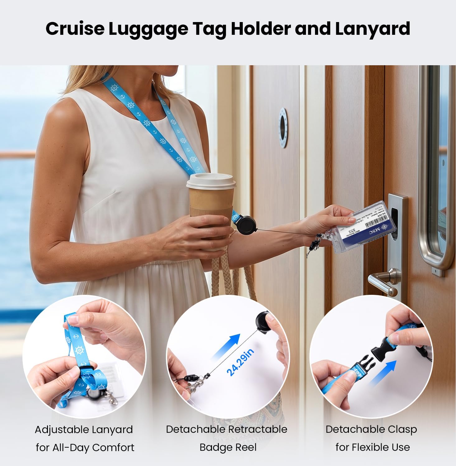 6-Pack Cruise Luggage Tag Holder & Cruise Lanyard,Cruise Essentials image 5
