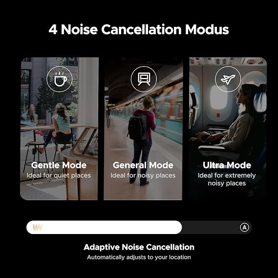 UGREEN HiTune Max5c Wireless Headphones Hybrid Active Noise Cancelling Bluetooth 5.4 ANC Over Ear Earphone, Hi-Res LDAC & Spatial Audio, Clear Call with Mic, EQ & App, 75H Playtime, Dual Connection | Adaptive Active Noise Cancellation