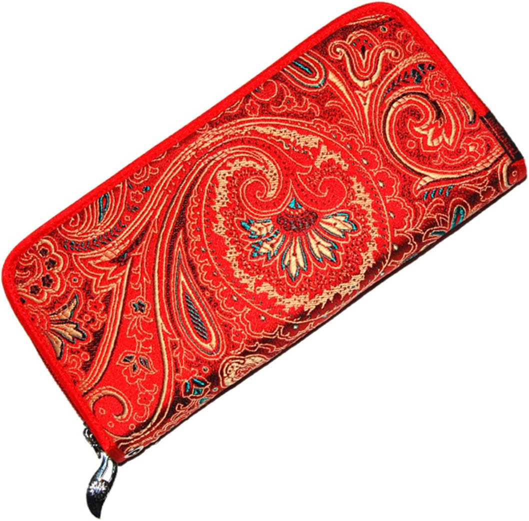 Chinese Silk Brocade Satin Pouch Handbag Pipa pattern Coin Purses Long Wallet