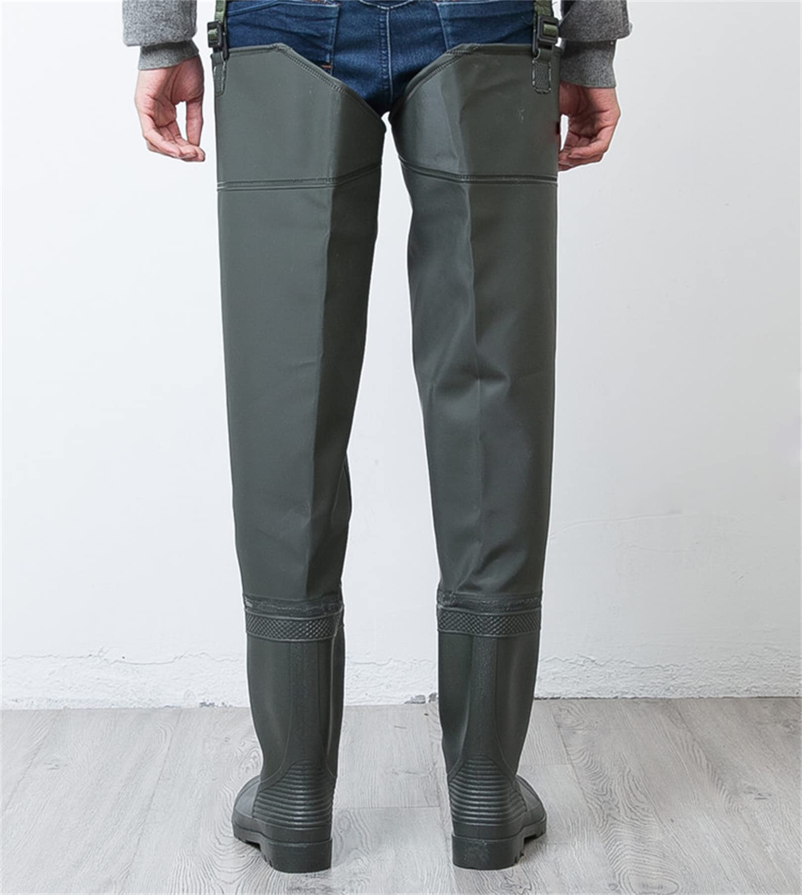 Stivali da Pioggia Alti da Uomo Regolabili Scarpe da Acqua Impermeabili Stivali Lunghi Trampolieri da Pesca in PVC Resistenti all'Usura per Scarpe Pesca Stivali Caccia Antiscivolo