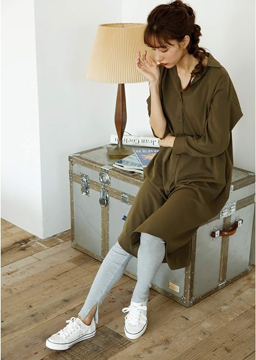 Amazon イング Ingni ロングシャツ ワンピース 1184 カーキ M シャツ ブラウス 通販
