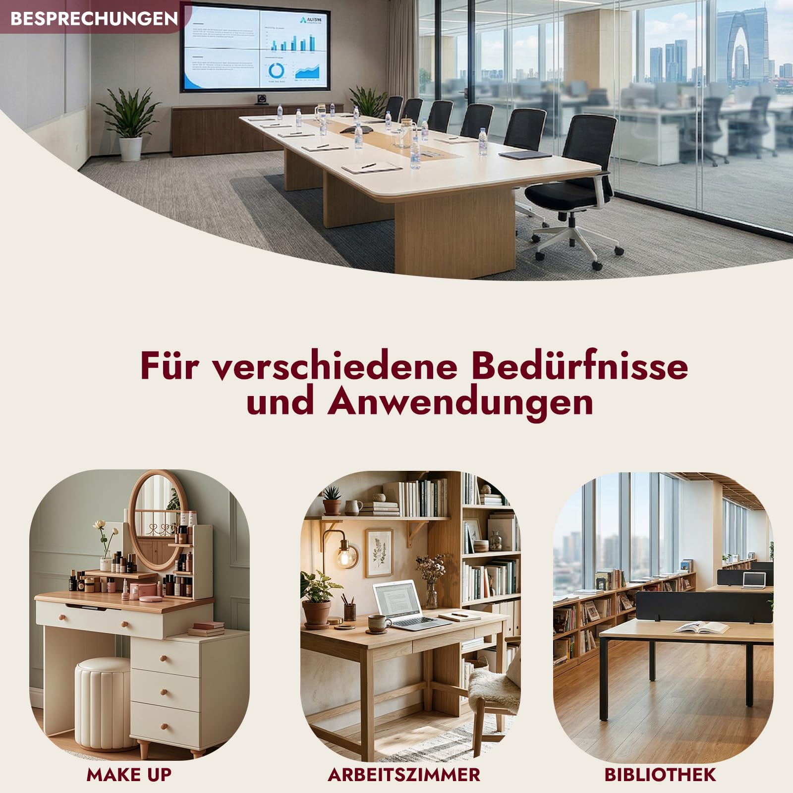Bürostuhl Schreibtischstuhl Homeoffice Stuhl Schminktisch Stuhl – Sherpa- & Cordstoff, Ergonomisch mit Armlehnen, Höhenverstellbar,360° Drehbar, Leise Rollen, Breiter Sitz, Stabil, Weiß | Gepolsterter Schminkstuhl mit Seitentasche und Rollen, höhenverstel