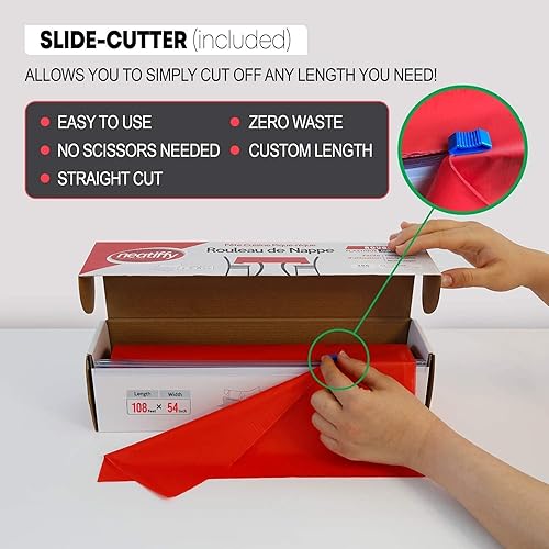 Miniatura 3 de Neatiffy Rollo de mantel de plástico desechable | Mantel impermeable de 54 pulgadas x 108 pies | Funda para mesas rectangulares, cuadradas, redondas