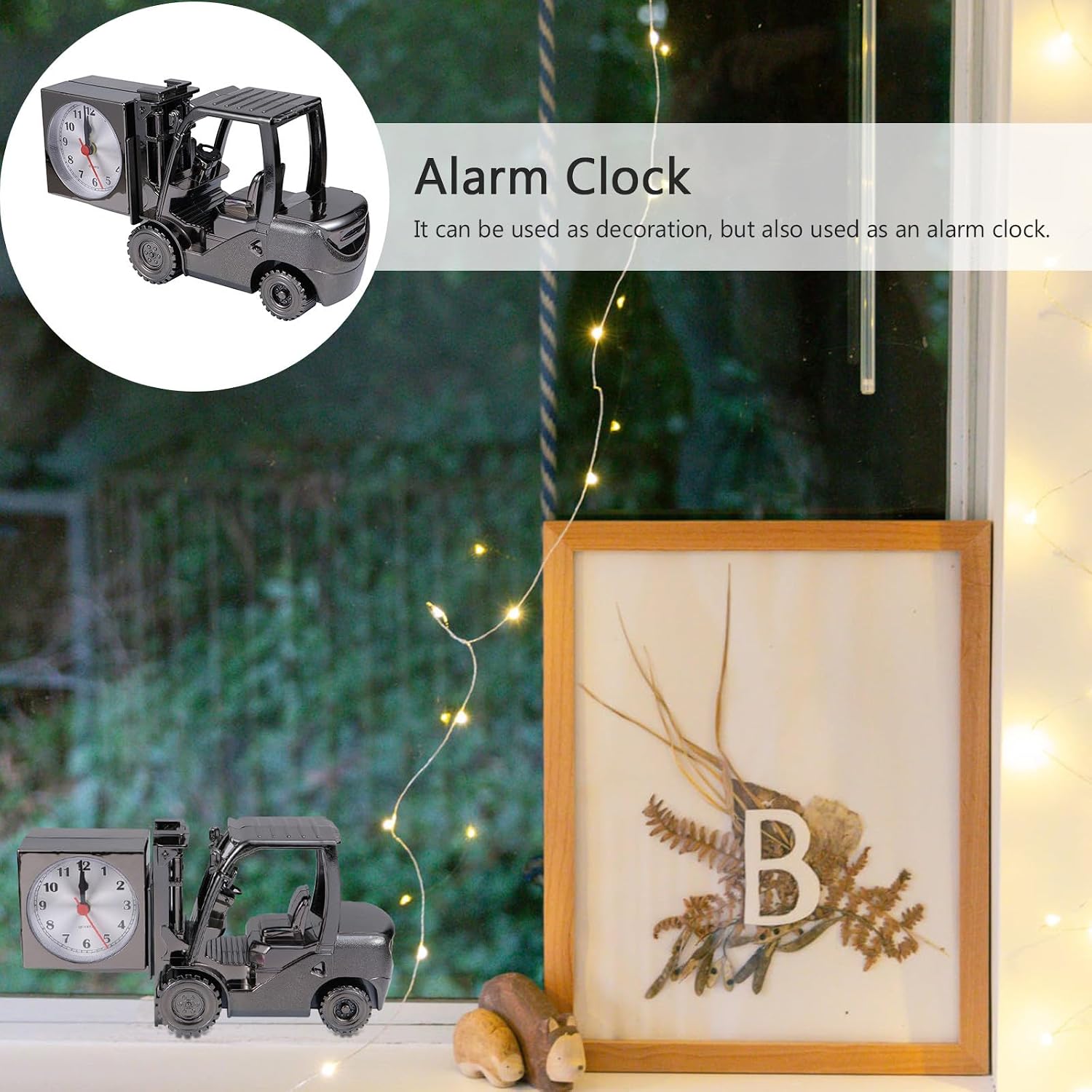 Forklift Model Desk Clock Decorative Alarm Clock Creative Home Office Study Ornament Retro Forklift Sculpture Bedroom Table Décor