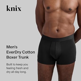 KNIX Men's Absorbent Boxer Trunks Moisture-Wicking, Odor-Resistant, Reusable, Machine Washable (3 Pack)